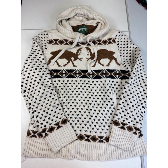 American Eagle Outfitters Sweaters - American Eagle Outfitters Cream Moose Hoodie Sweater Pullover Knit M